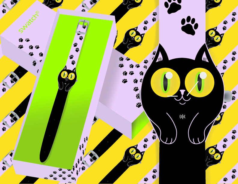 Swatch Watch Packaging Design and Mockup.