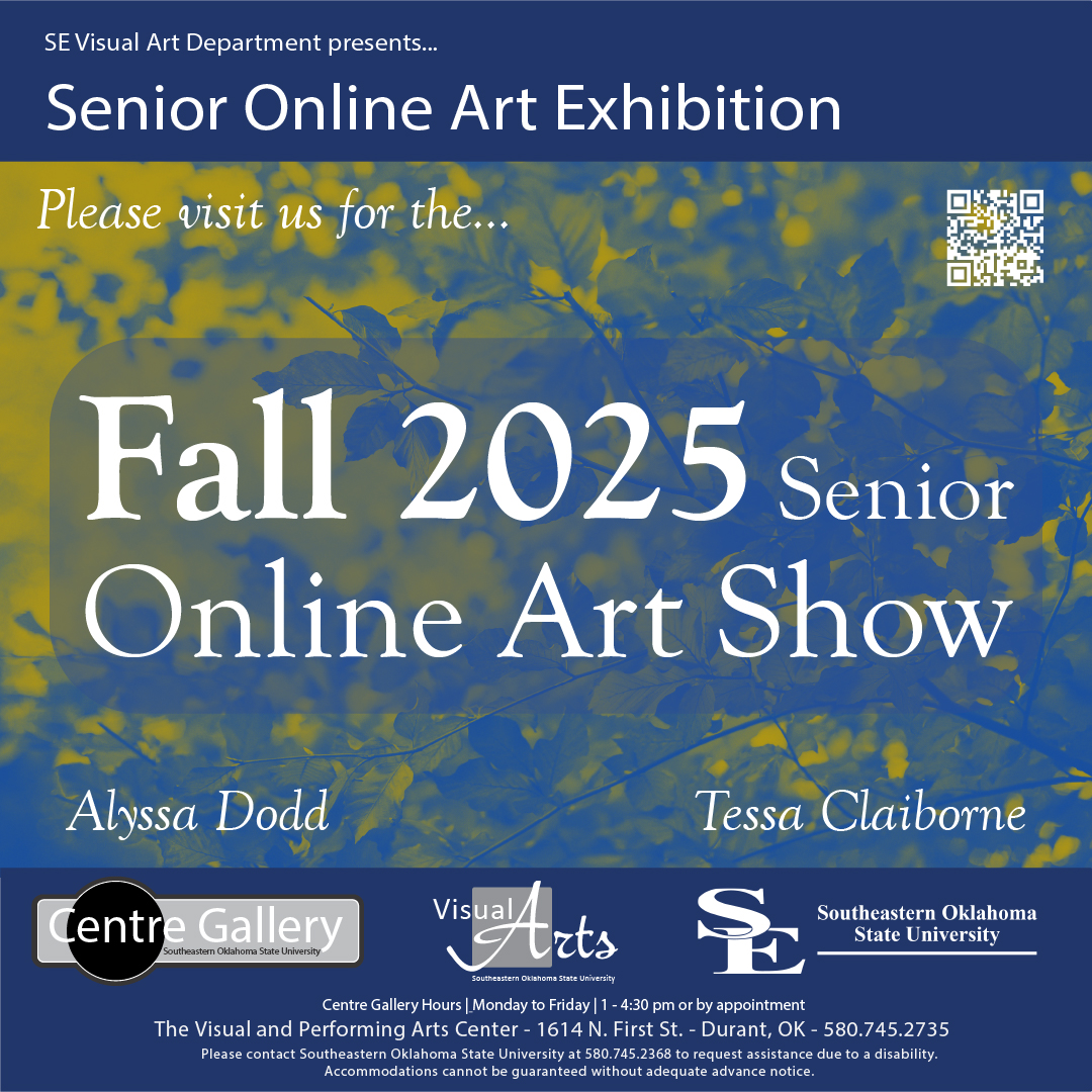 Example of student work, QR code to senior exhibit.